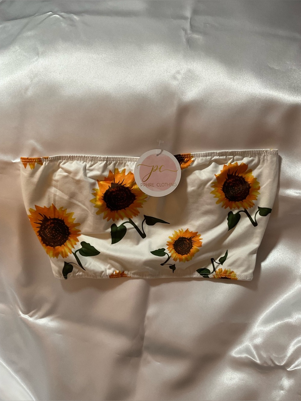 Sunflower Print Bandeau Top - white/Yellow